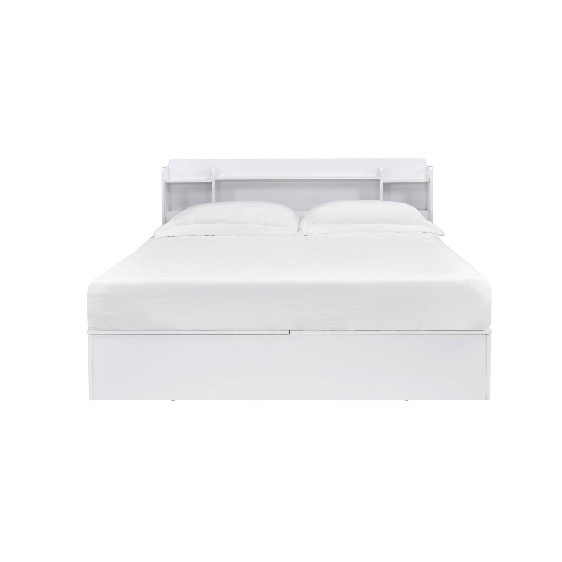White Storage Bed with Bookcase Headboard & Underbed Storage - 1st Choice Furniture Direct
