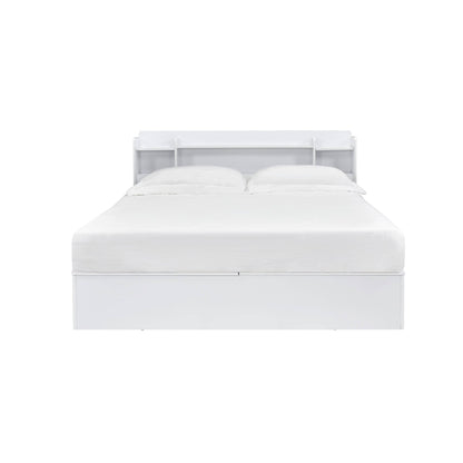 White Storage Bed with Bookcase Headboard & Underbed Storage - 1st Choice Furniture Direct