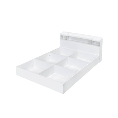 White Storage Bed with Bookcase Headboard & Underbed Storage - 1st Choice Furniture Direct