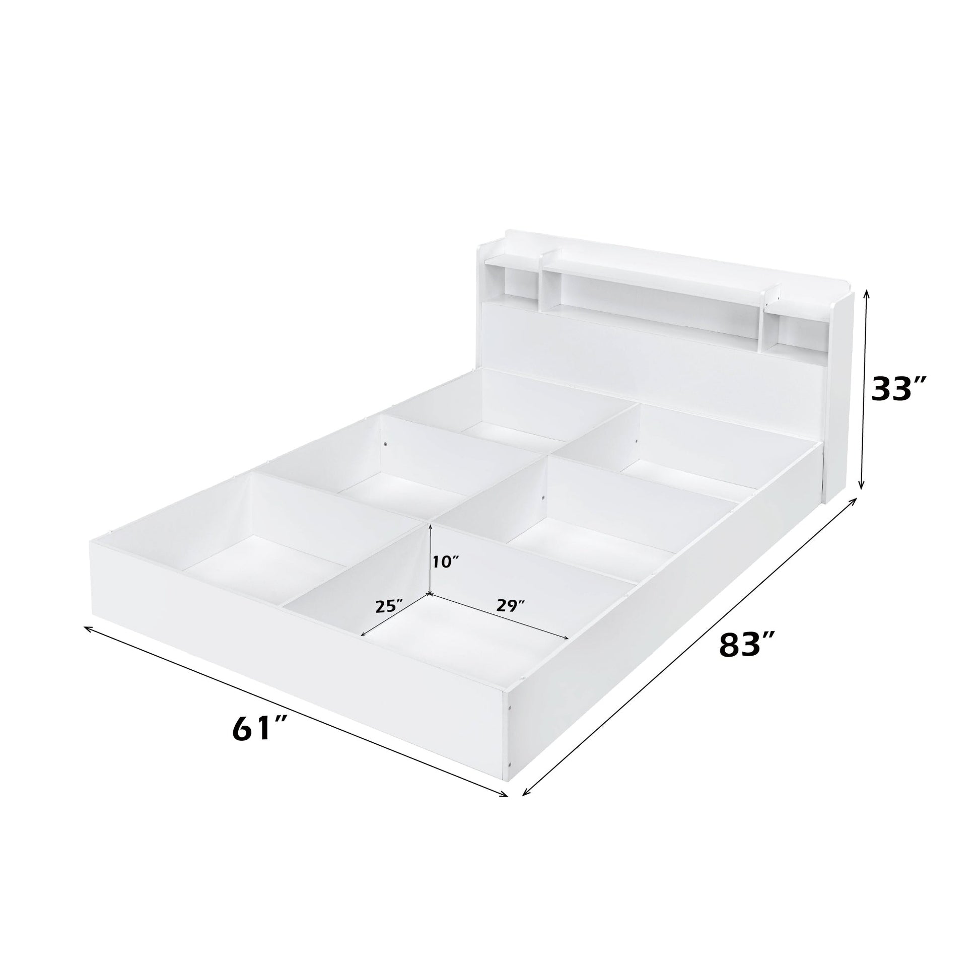 White Storage Bed with Bookcase Headboard & Underbed Storage - 1st Choice Furniture Direct