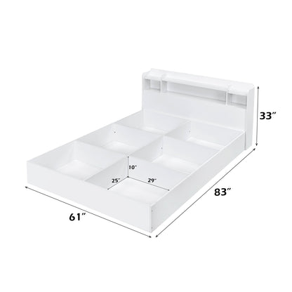 White Storage Bed with Bookcase Headboard & Underbed Storage - 1st Choice Furniture Direct