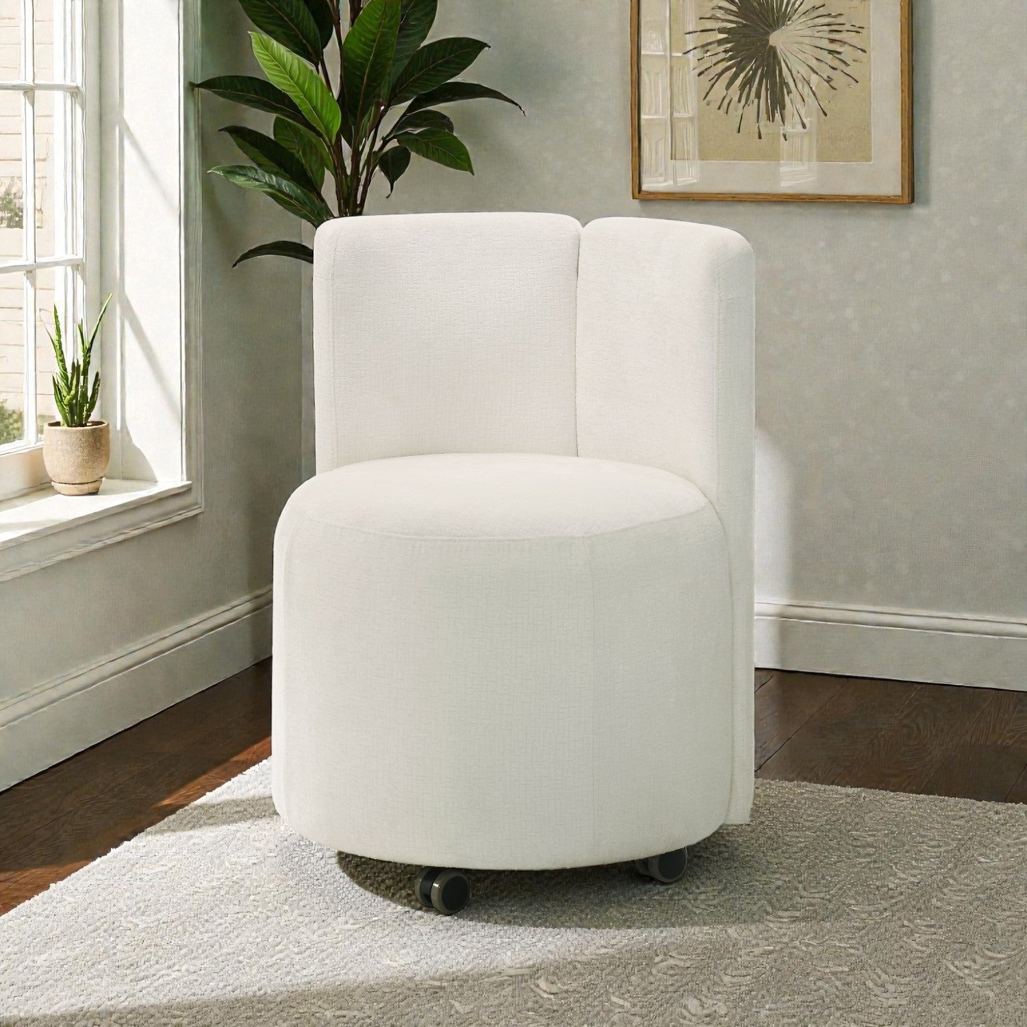 White Swivel Dining Chair with Upholstered Seat - 1st Choice Furniture Direct