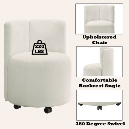 White Swivel Dining Chair with Upholstered Seat - 1st Choice Furniture Direct