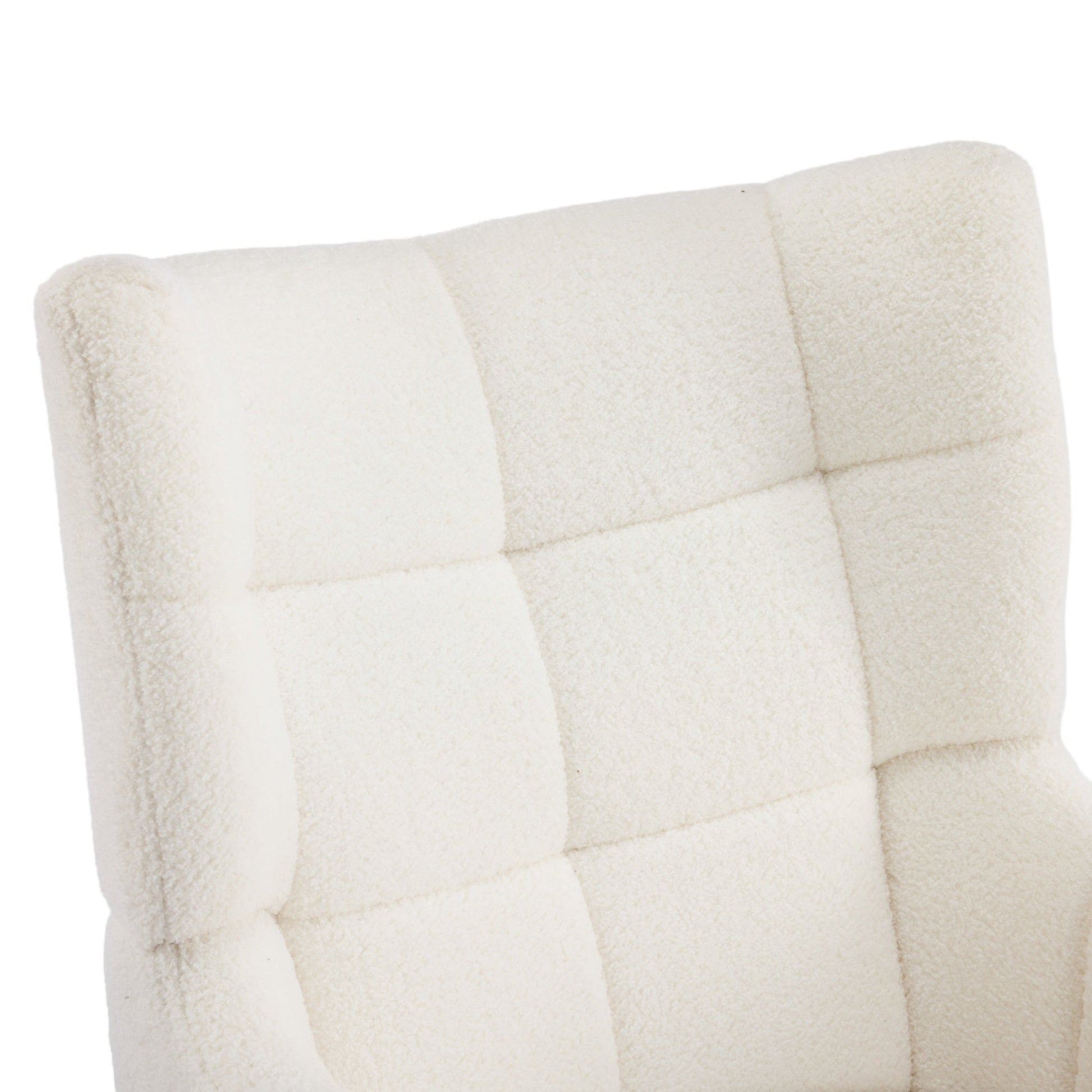 White Teddy Fabric Accent Chair with Birch Wood Legs, 41' High-Back Upholstered Lounge Chair, Comfortable Living Room Seating - 1st Choice Furniture Direct