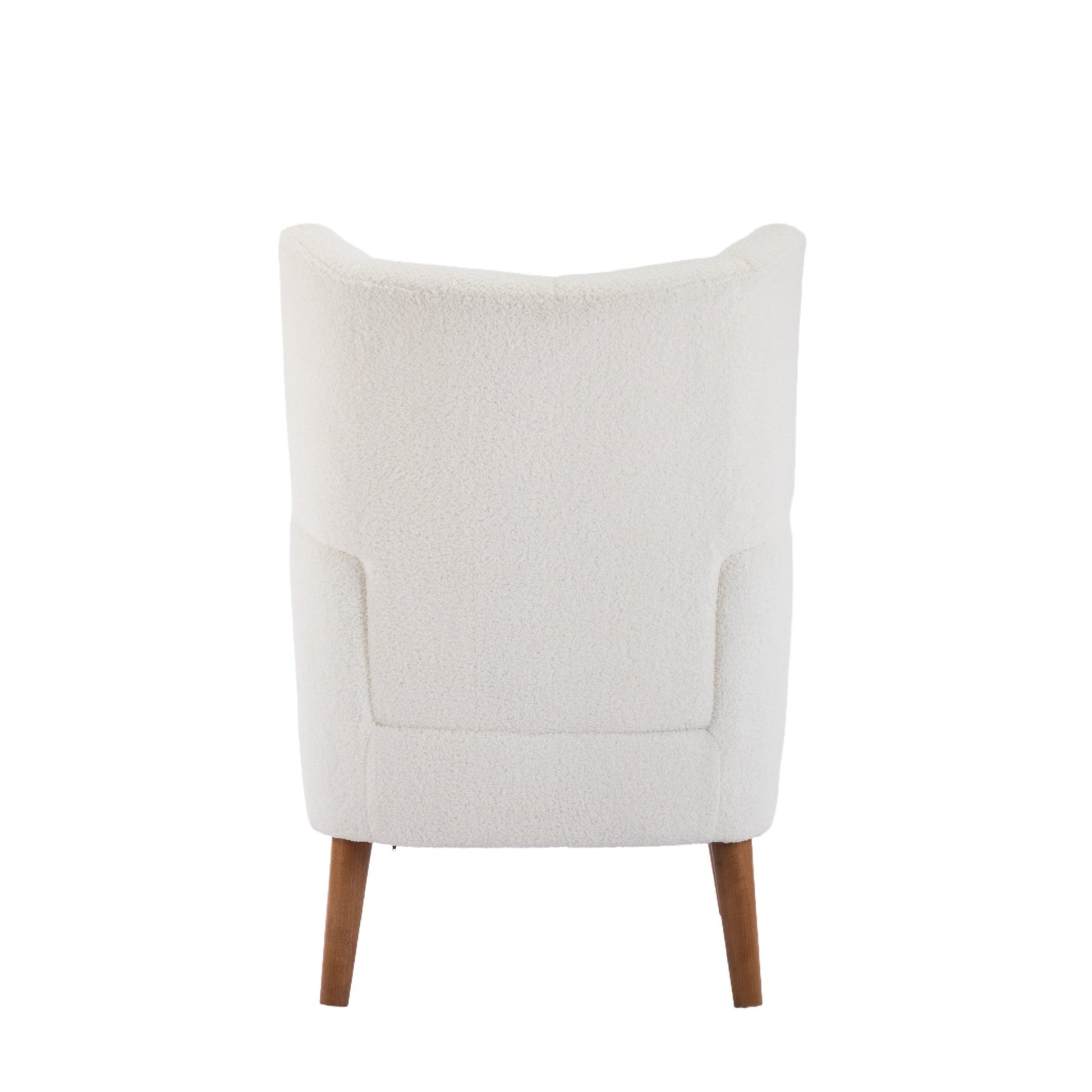 White Teddy Fabric Accent Chair with Birch Wood Legs, 41' High - Back Upholstered Lounge Chair, Comfortable Living Room Seating - 1st Choice Furniture Direct