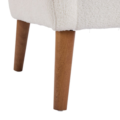 White Teddy Fabric Accent Chair with Birch Wood Legs, 41' High - Back Upholstered Lounge Chair, Comfortable Living Room Seating - 1st Choice Furniture Direct