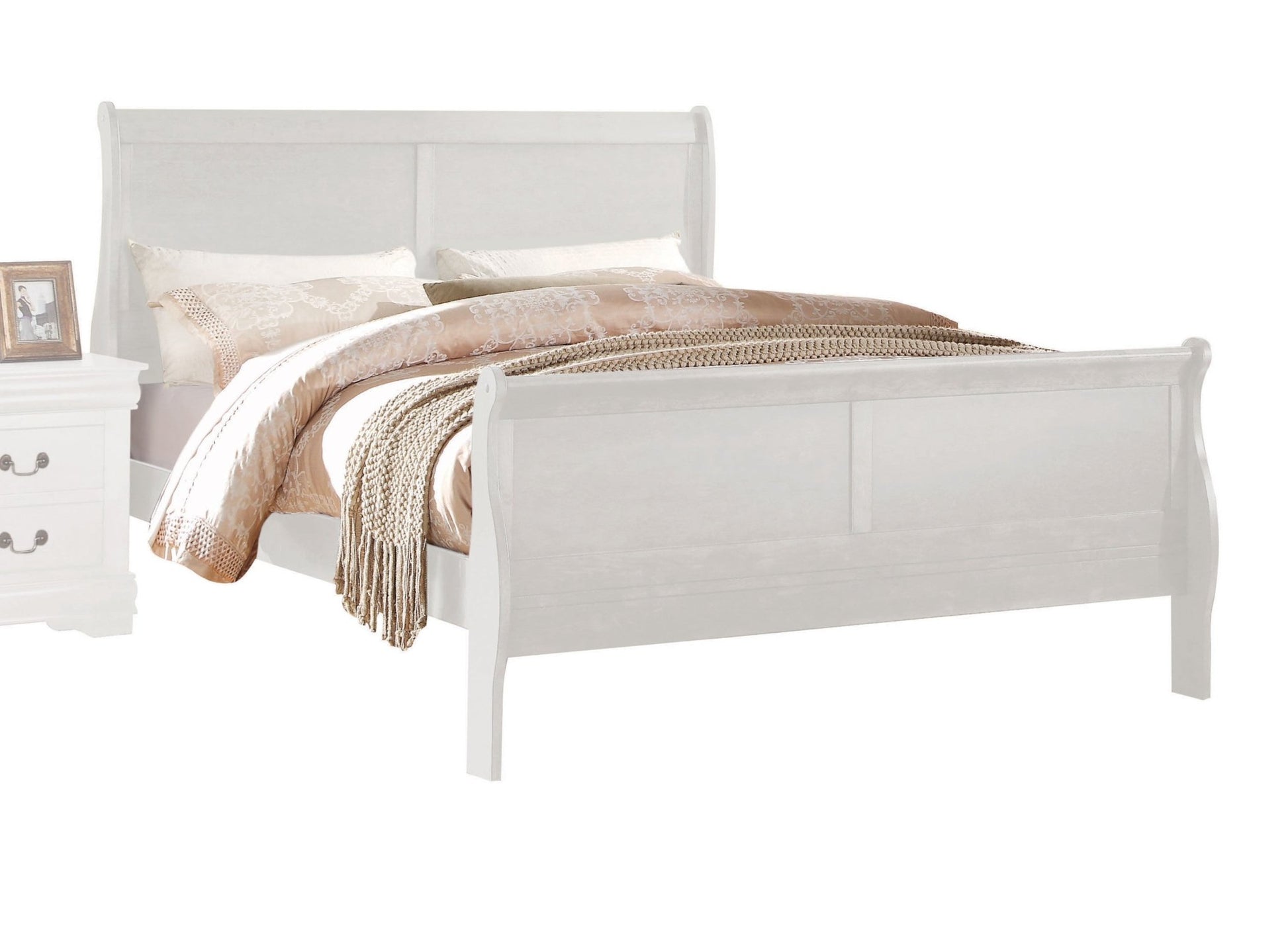 White Twin Sleigh Bed with Curved Headboard & Low Footboard - 1st Choice Furniture Direct