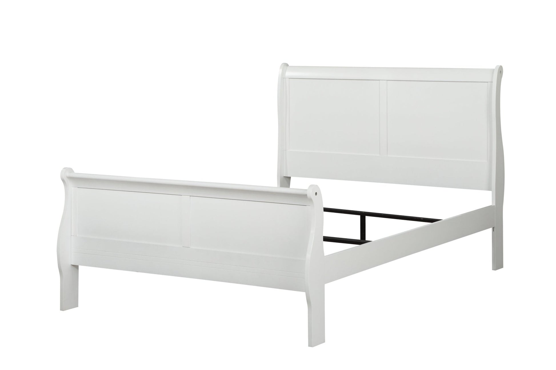 White Twin Sleigh Bed with Curved Headboard & Low Footboard - 1st Choice Furniture Direct