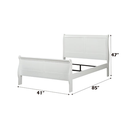White Twin Sleigh Bed with Curved Headboard & Low Footboard - 1st Choice Furniture Direct