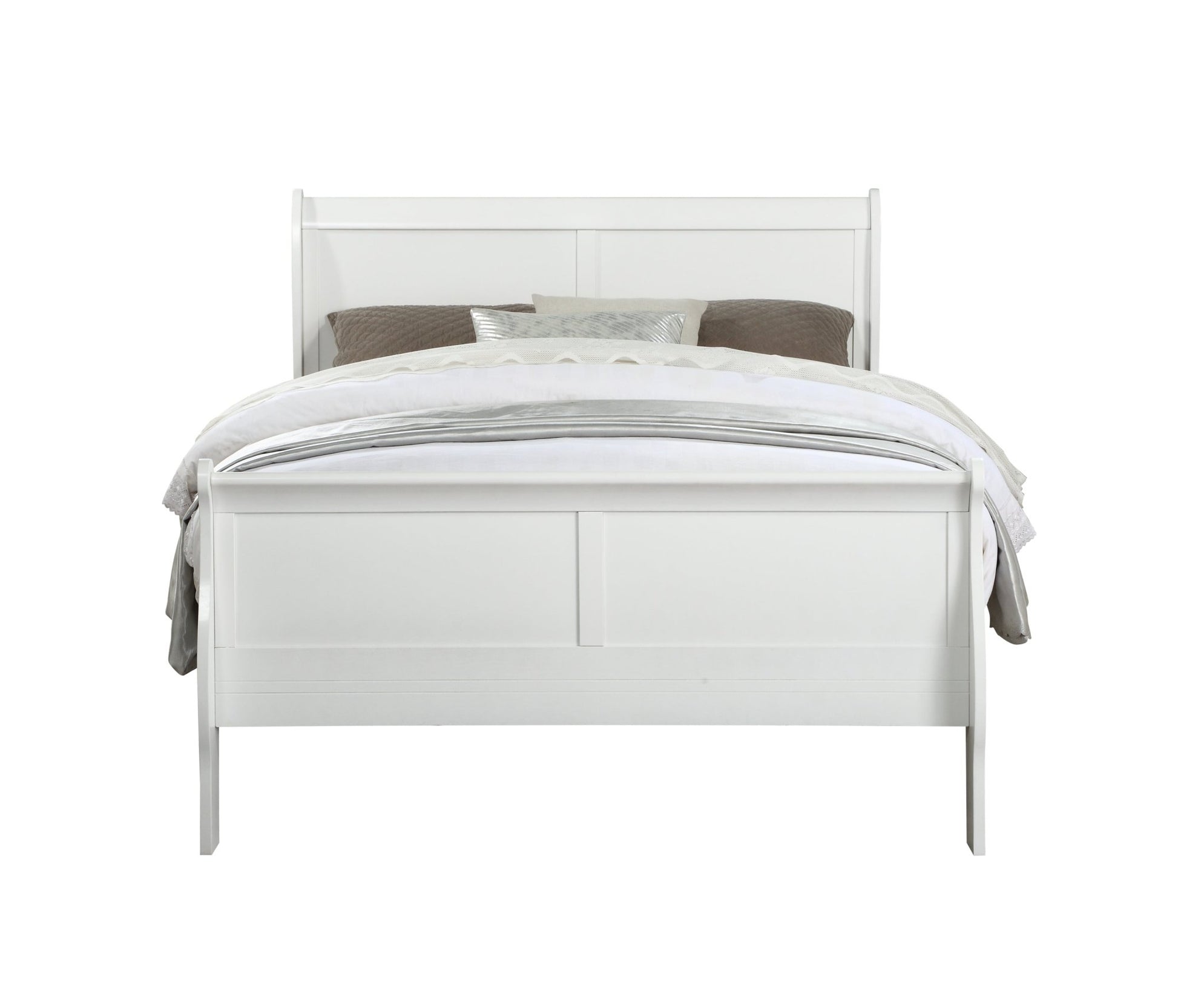 White Twin Sleigh Bed with Curved Headboard & Low Footboard - 1st Choice Furniture Direct