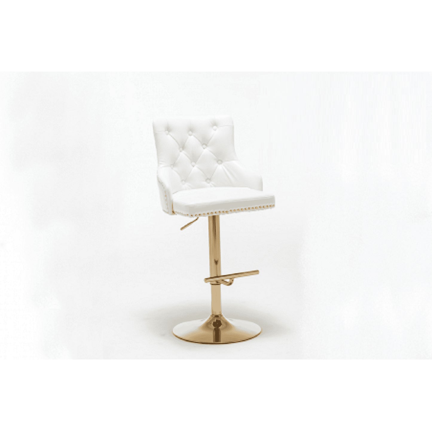 White Velvet Swivel Bar Stools Set of 2 – Gold Adjustable Glam Bar Chairs - 1st Choice Furniture Direct