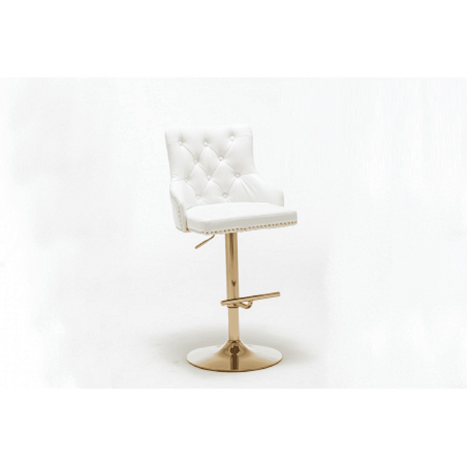 White Velvet Swivel Bar Stools Set of 2 – Gold Adjustable Glam Bar Chairs - 1st Choice Furniture Direct