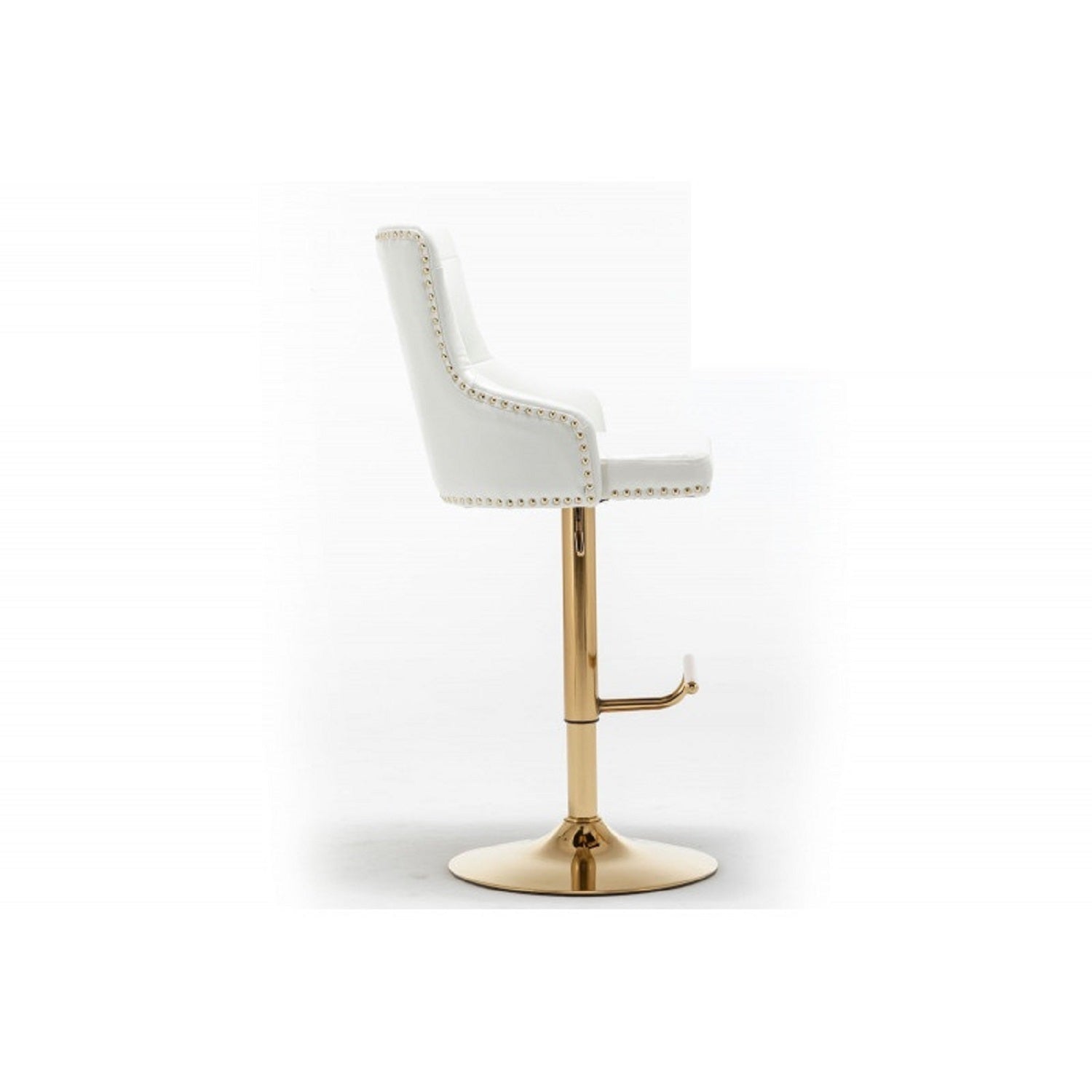 White Velvet Swivel Bar Stools Set of 2 – Gold Adjustable Glam Bar Chairs - 1st Choice Furniture Direct