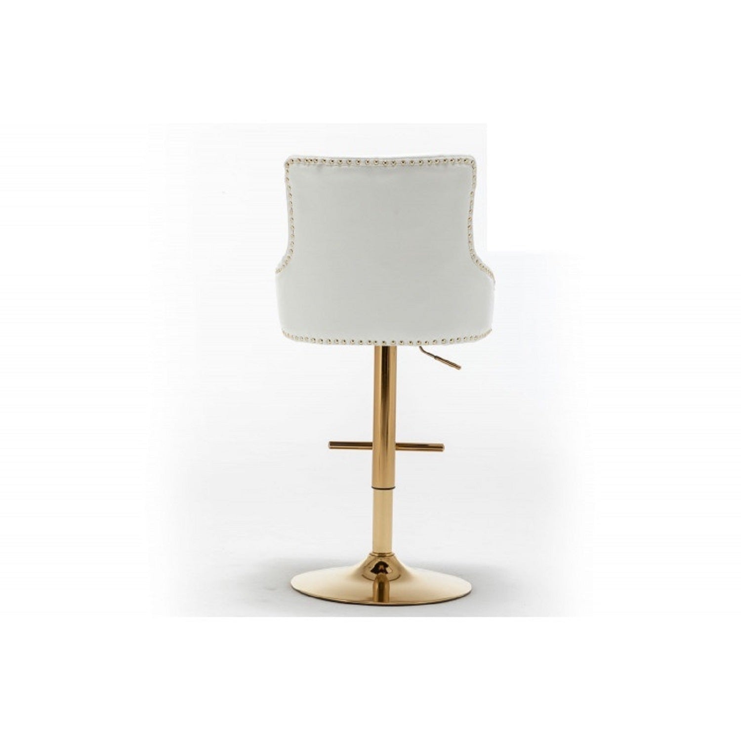 White Velvet Swivel Bar Stools Set of 2 – Gold Adjustable Glam Bar Chairs - 1st Choice Furniture Direct