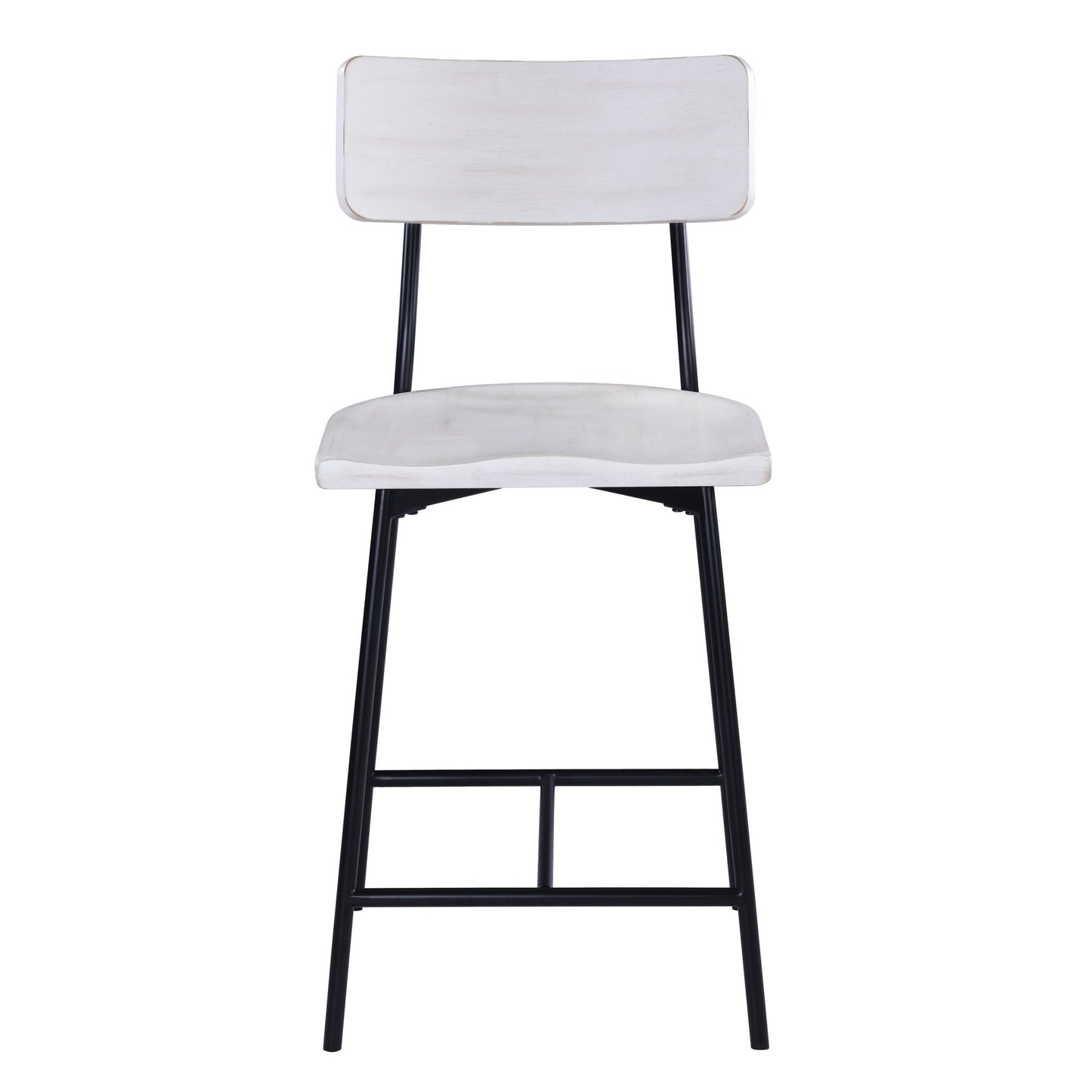 White Washed Wood & Metal Counter Stool | Modern Farmhouse Bar Chair with Back - 1st Choice Furniture Direct