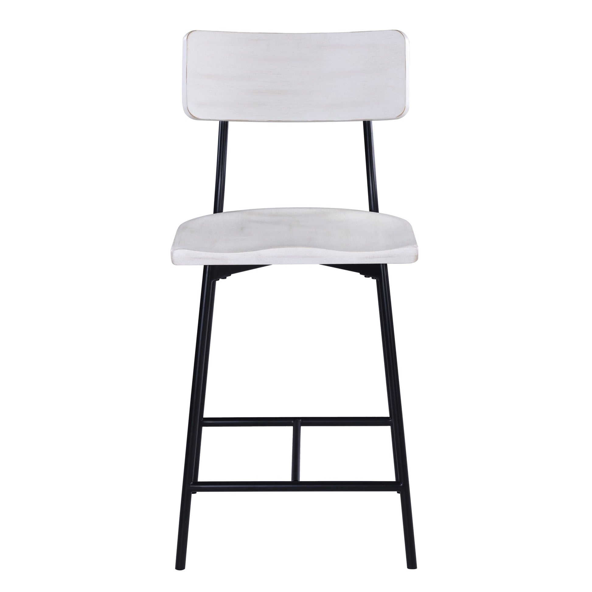 White Washed Wood & Metal Counter Stool | Modern Farmhouse Bar Chair with Back - 1st Choice Furniture Direct