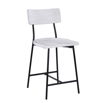 White Washed Wood & Metal Counter Stool | Modern Farmhouse Bar Chair with Back - 1st Choice Furniture Direct