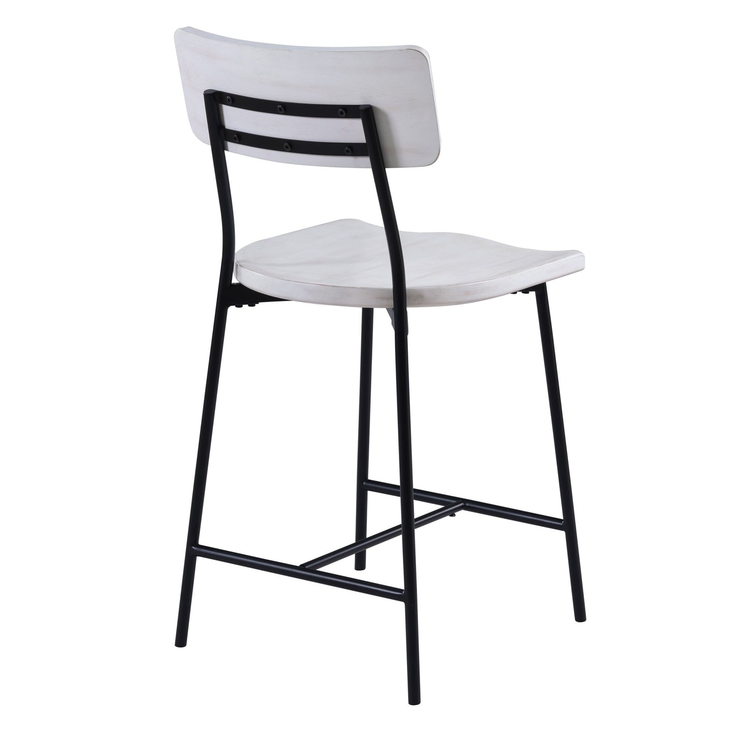 White Washed Wood & Metal Counter Stool | Modern Farmhouse Bar Chair with Backrest - 1st Choice Furniture Direct