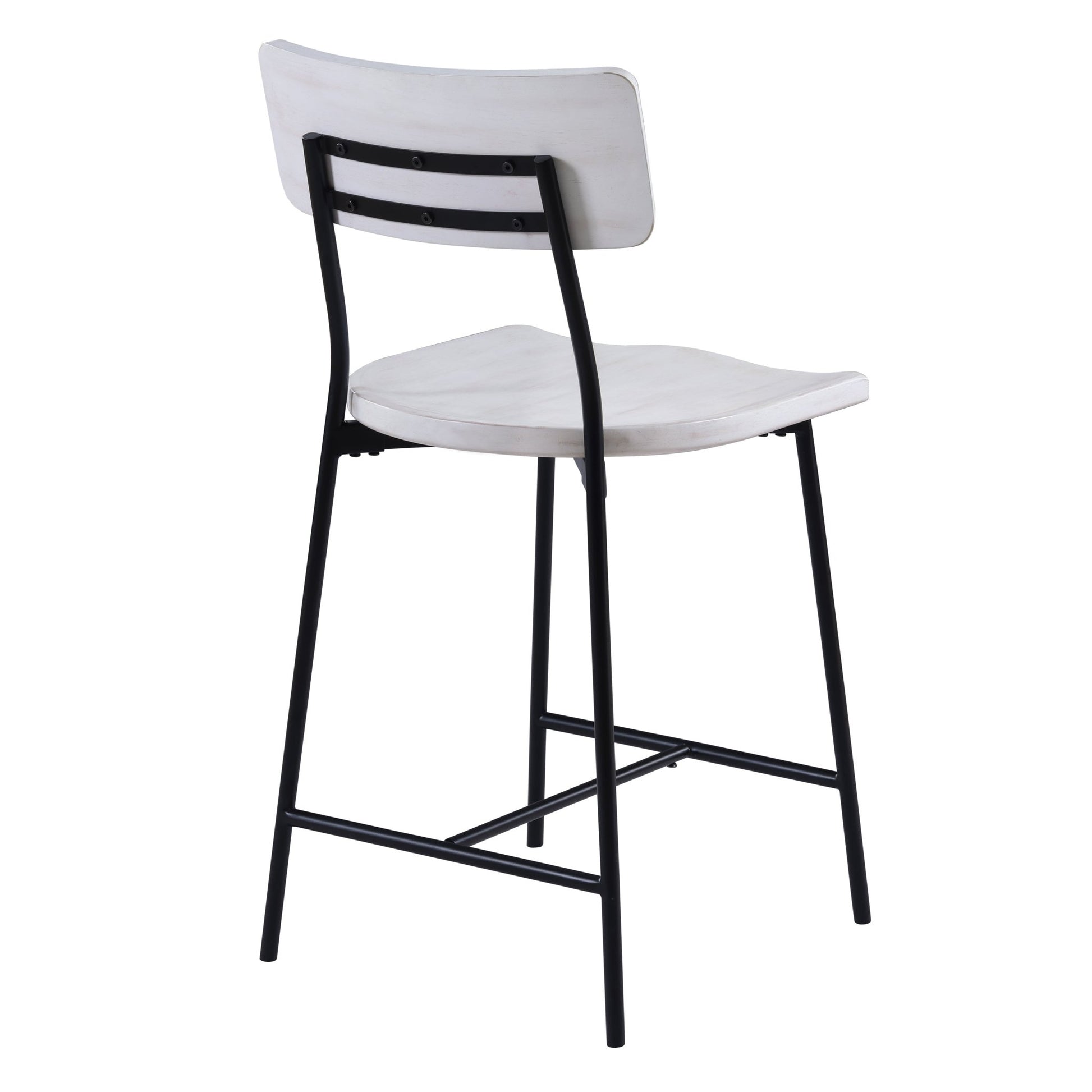 White Washed Wood & Metal Counter Stool | Modern Farmhouse Bar Chair with Backrest - 1st Choice Furniture Direct