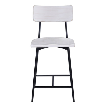 White Washed Wood & Metal Counter Stool | Modern Farmhouse Bar Chair with Backrest - 1st Choice Furniture Direct