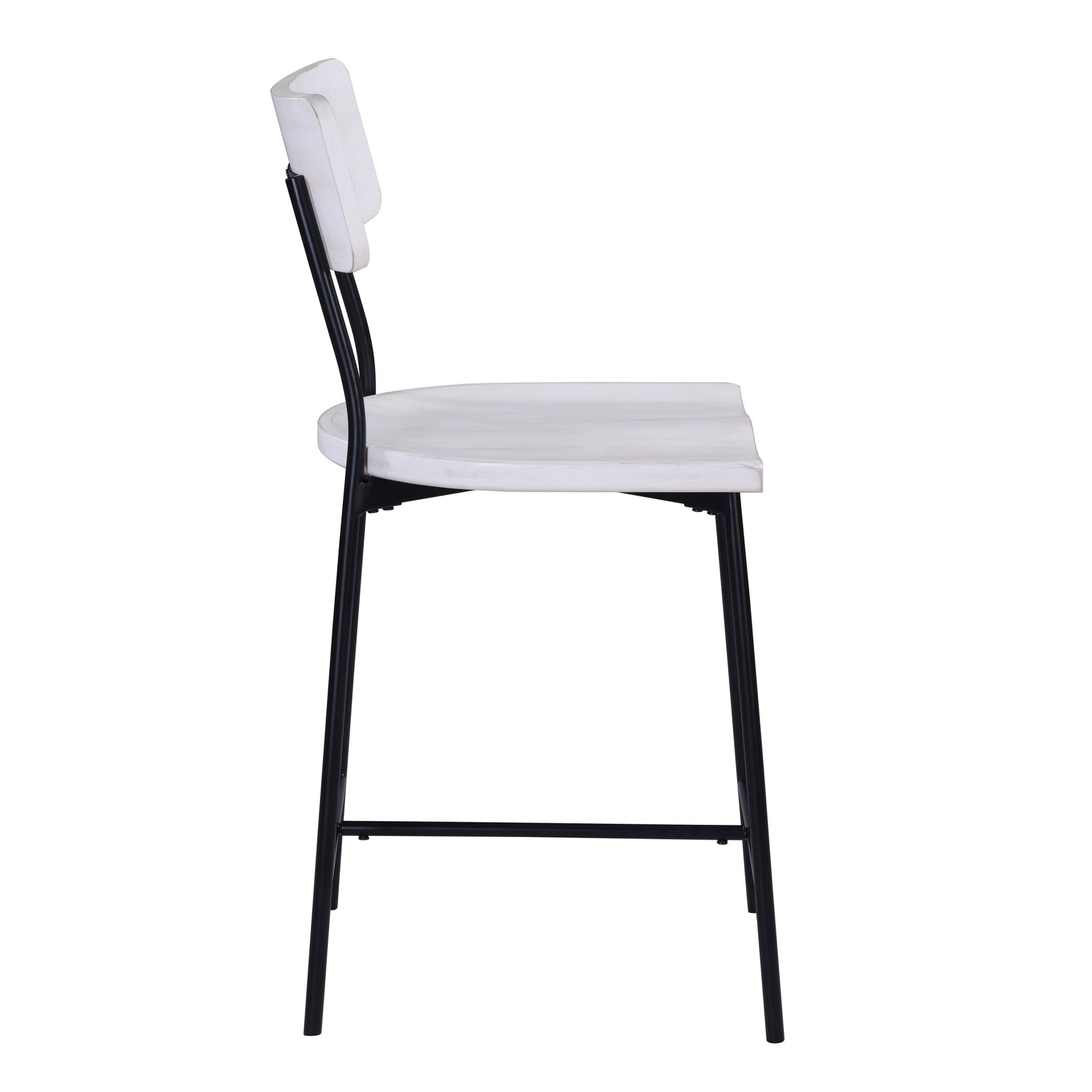 White Washed Wood & Metal Counter Stool | Modern Farmhouse Bar Chair with Backrest - 1st Choice Furniture Direct