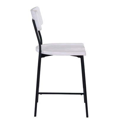 White Washed Wood & Metal Counter Stool | Modern Farmhouse Bar Chair with Backrest - 1st Choice Furniture Direct
