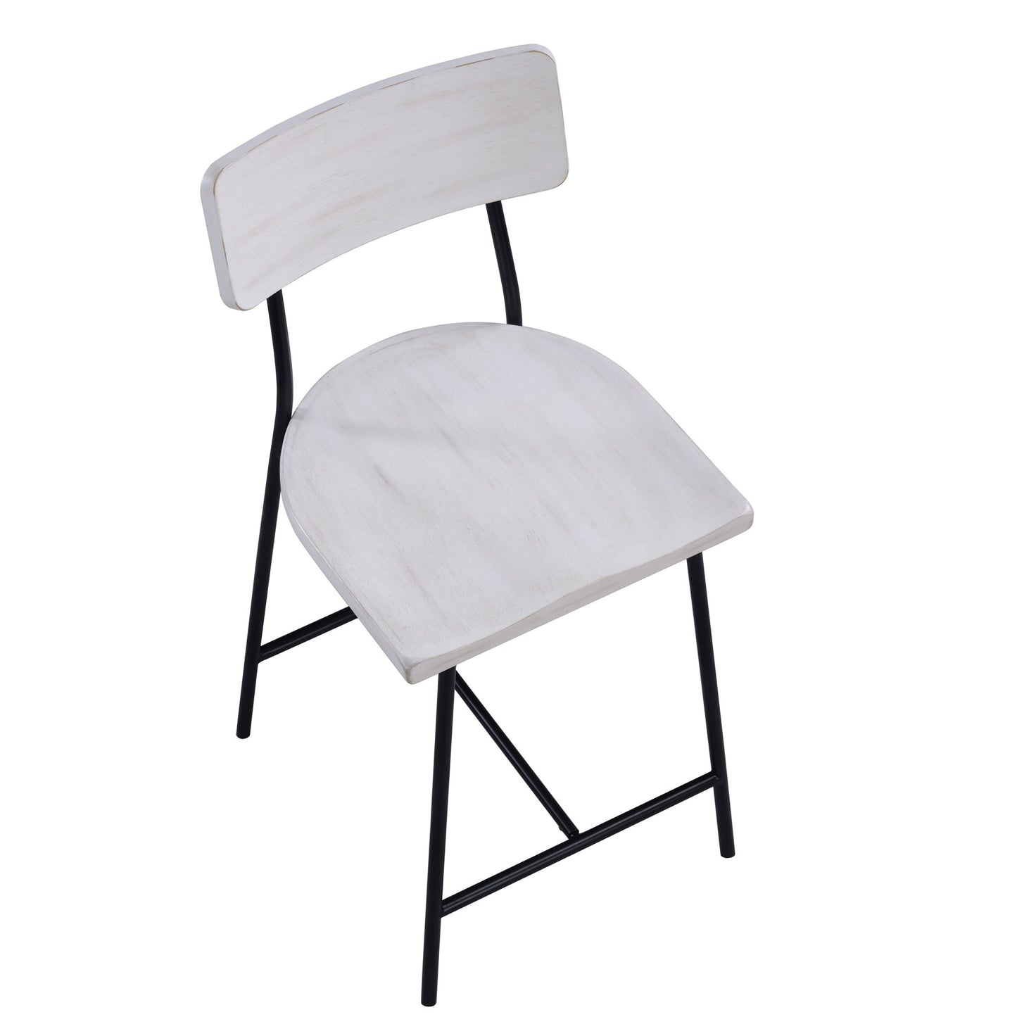 White Washed Wood & Metal Counter Stool | Modern Farmhouse Bar Chair with Backrest - 1st Choice Furniture Direct