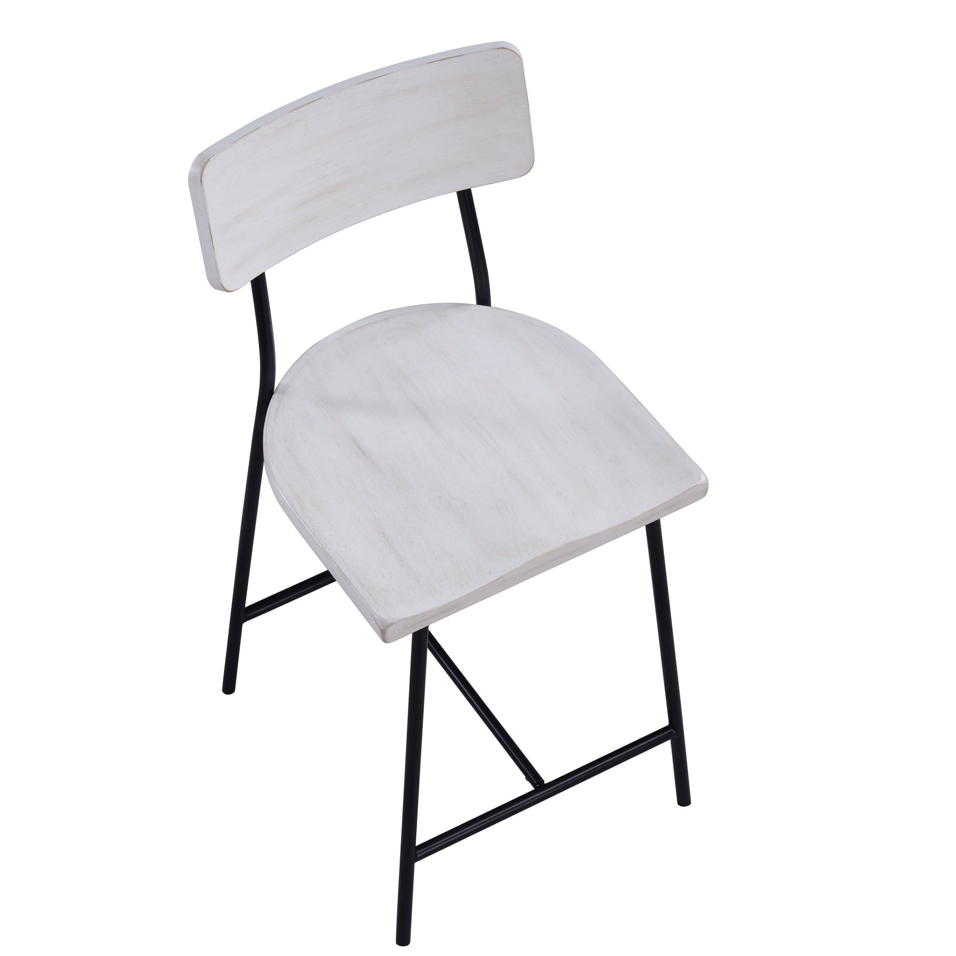 White Washed Wood & Metal Counter Stool | Modern Farmhouse Bar Chair with Backrest - 1st Choice Furniture Direct