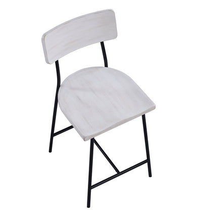 White Washed Wood & Metal Counter Stool | Modern Farmhouse Bar Chair with Backrest - 1st Choice Furniture Direct