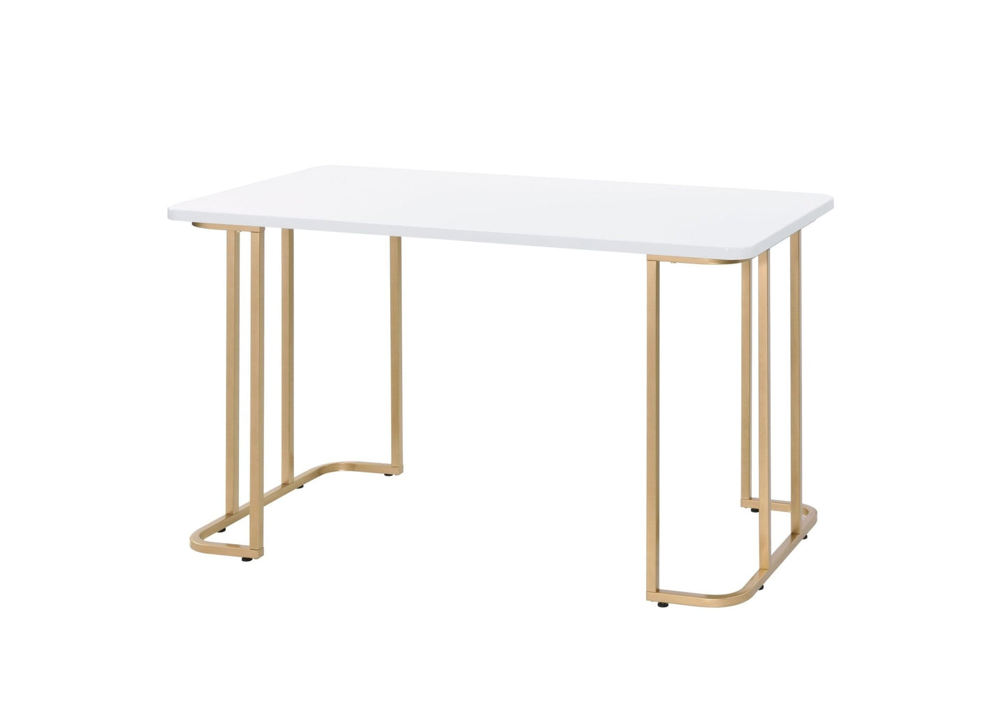 White Writing Desk with Gold Metal Frame for Home Office - 1st Choice Furniture Direct