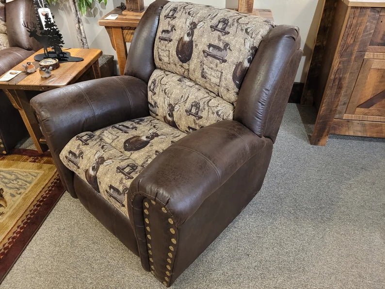 Whitetail Deer & Duck Hunting Rocker Recliner | Faux Leather Lodge Chair - 1st Choice Furniture Direct