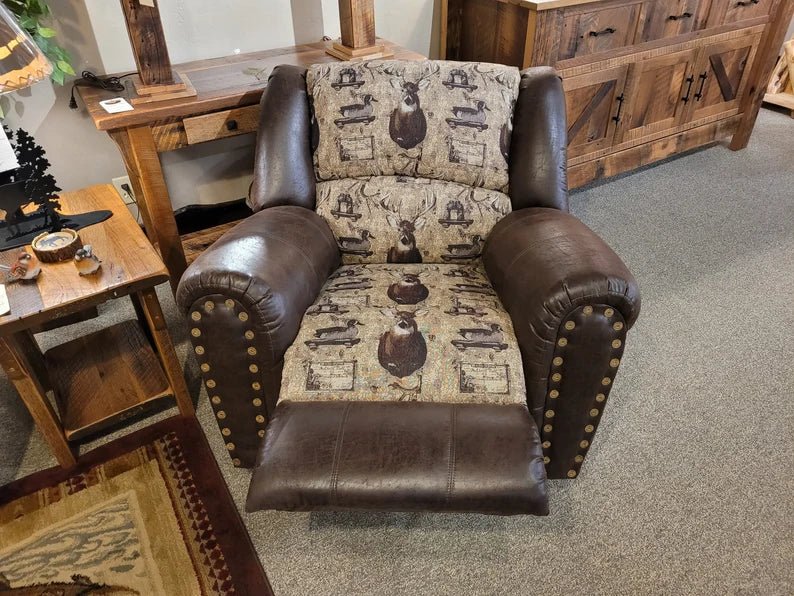 Whitetail Deer & Duck Hunting Rocker Recliner | Faux Leather Lodge Chair - 1st Choice Furniture Direct