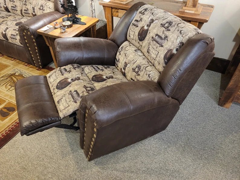 Whitetail Deer & Duck Hunting Rocker Recliner | Faux Leather Lodge Chair - 1st Choice Furniture Direct