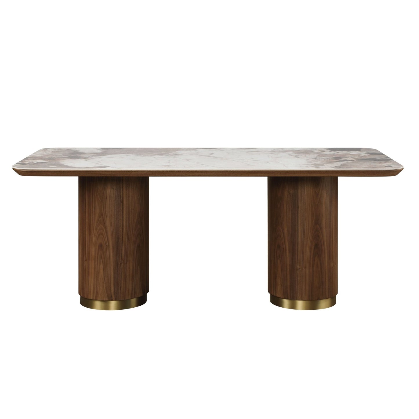 Willene Ceramic Top & Walnut Finish Dining Table - 1st Choice Furniture Direct