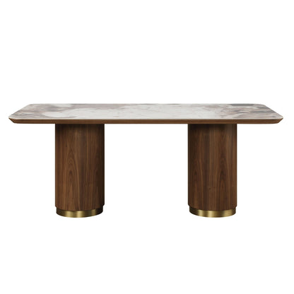 Willene Ceramic Top & Walnut Finish Dining Table - 1st Choice Furniture Direct