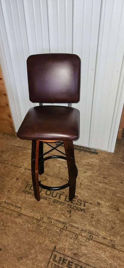William Sheppee 16" Seats Stave Bar Counter Stools Genuine Leather - 1st Choice Furniture Direct