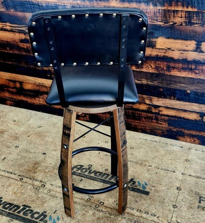 William Sheppee 16" Seats Stave Bar Counter Stools Genuine Leather - 1st Choice Furniture Direct
