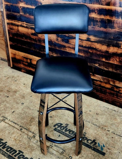 William Sheppee 16" Seats Stave Bar Counter Stools Genuine Leather - 1st Choice Furniture Direct