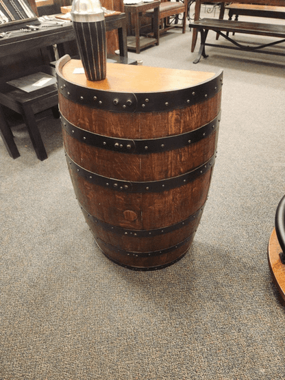 William Sheppee Authentic Unique Rustic Shooter's Bar Half Barrel - 1st Choice Furniture Direct