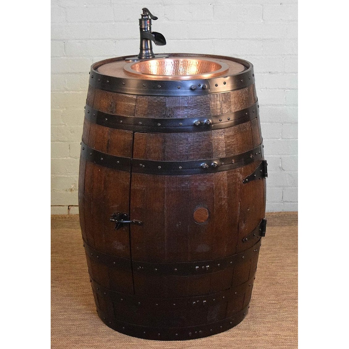 William Sheppee Authentic Unique Shooter's Whiskey Barrel Vanity - 1st Choice Furniture Direct