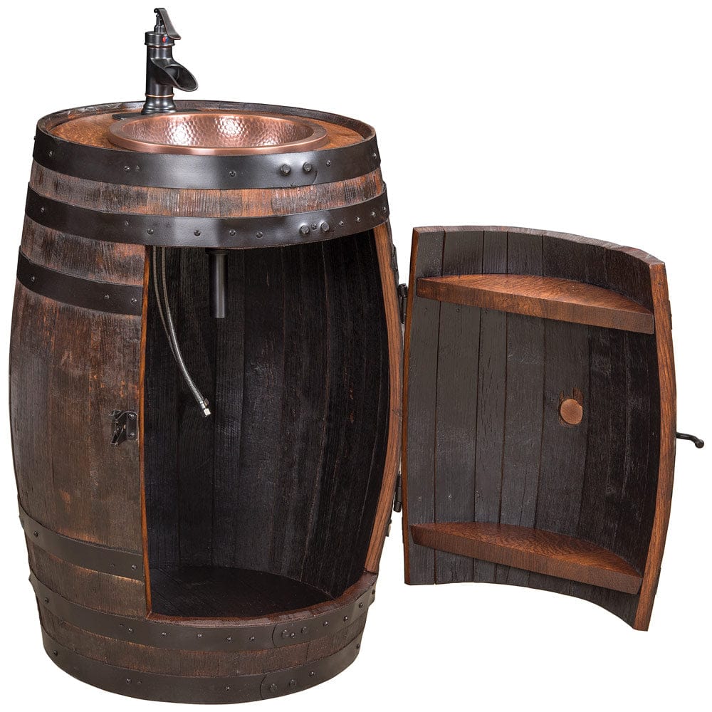 William Sheppee Authentic Unique Shooter's Whiskey Barrel Vanity - 1st Choice Furniture Direct