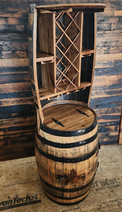 William Sheppee Premium Rustic Shooters Whiskey Barrel Bar Cabinet - 1st Choice Furniture Direct