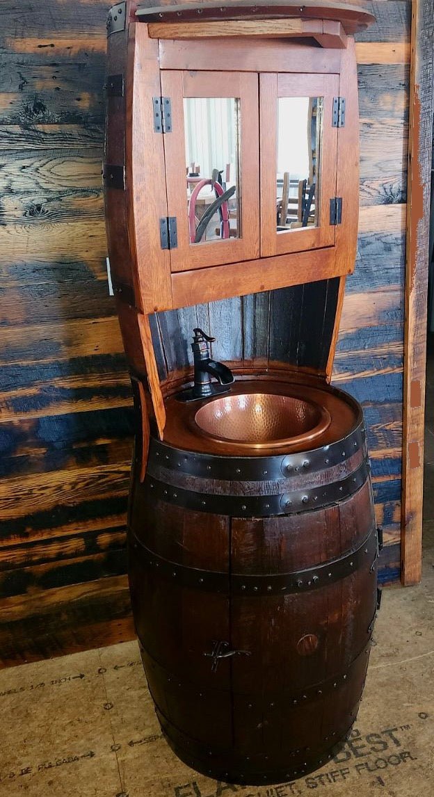 William Sheppee Rustic Premium Quality Whiskey Barrel Vanity - SHO133 - 1st Choice Furniture Direct