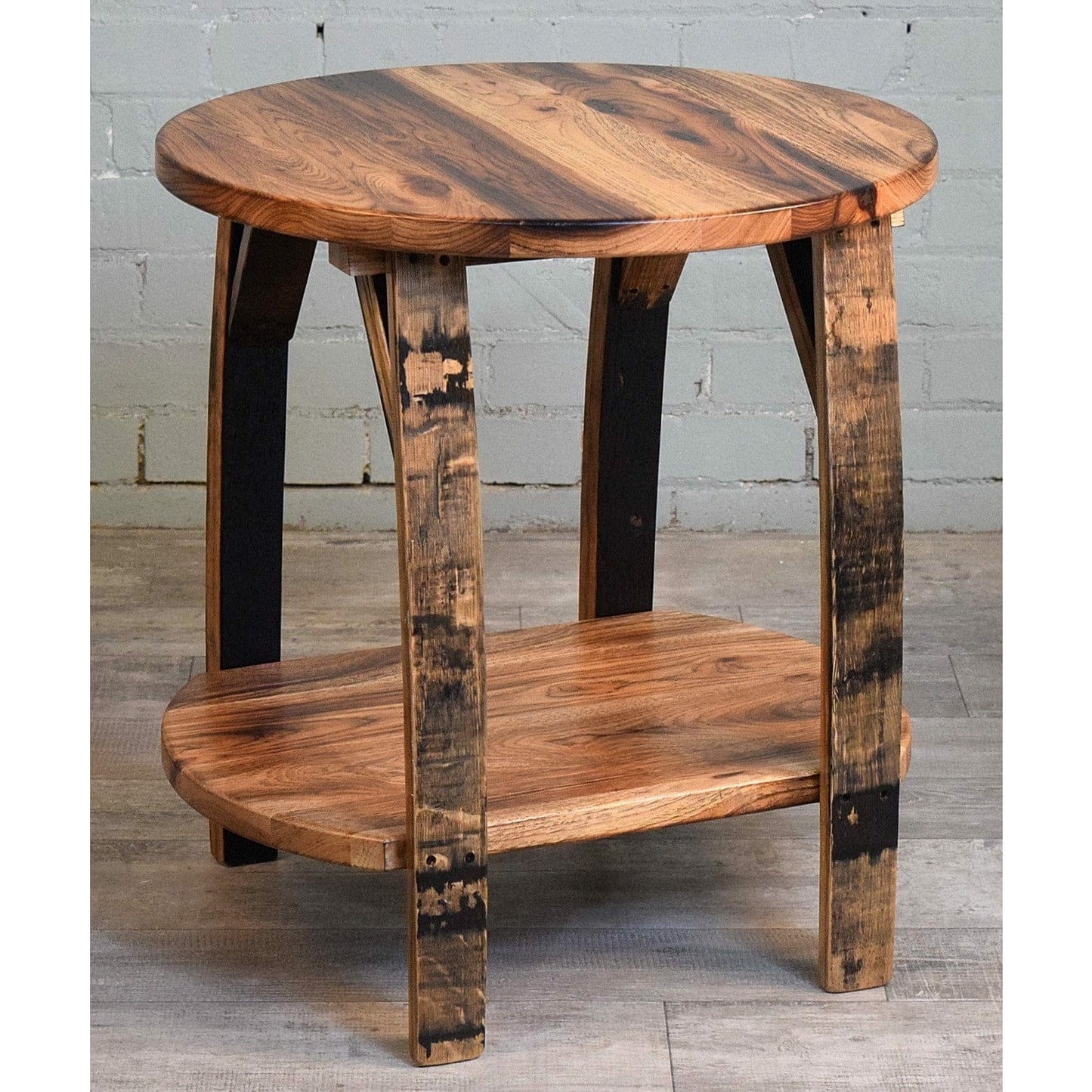William Sheppee Shooter's Whiskey Barrel Burnt Hickory End Table - 1st Choice Furniture Direct