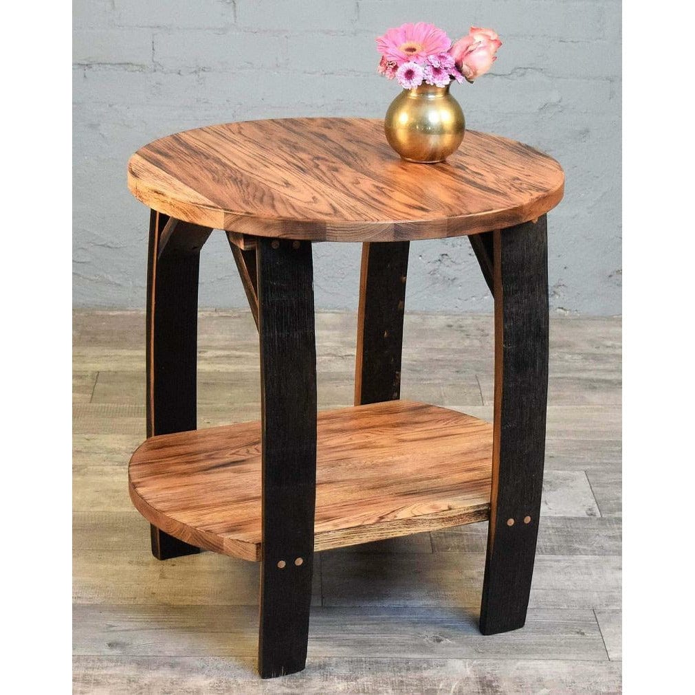 William Sheppee Shooter's Whiskey Barrel Burnt Hickory End Table - 1st Choice Furniture Direct