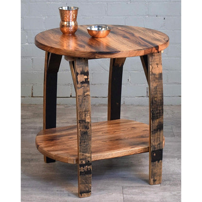 William Sheppee Shooter's Whiskey Barrel Burnt Hickory End Table - 1st Choice Furniture Direct
