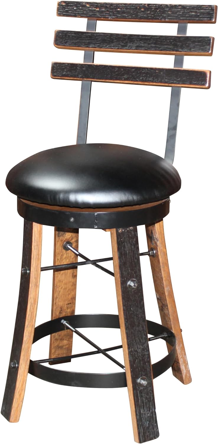 William Sheppee Shooters Whiskey Barrel Swivel Reverse Stave Leg Stool - 1st Choice Furniture Direct