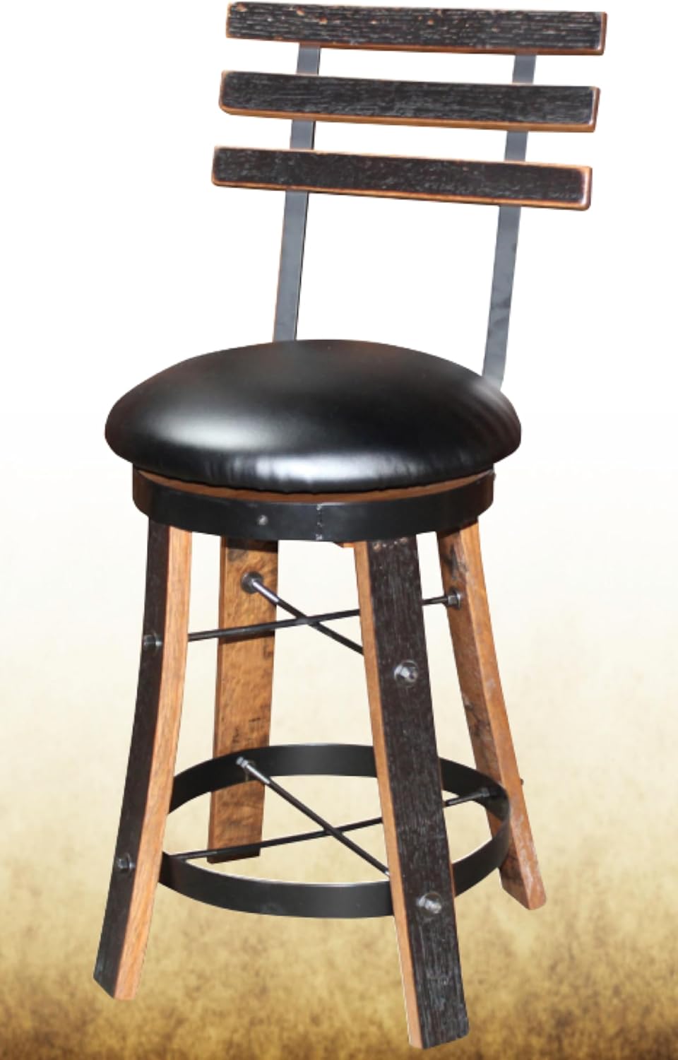 William Sheppee Shooters Whiskey Barrel Swivel Reverse Stave Leg Stool - 1st Choice Furniture Direct