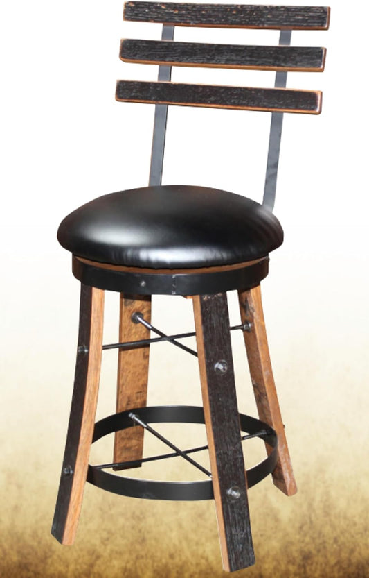 William Sheppee Shooters Whiskey Barrel Swivel Reverse Stave Leg Stool - 1st Choice Furniture Direct