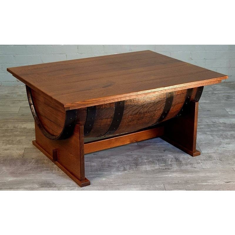 William Sheppee Shooter's Whiskey Half Barrel Coffee Table w/ Lift